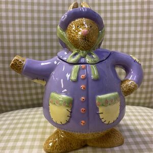 NIB Debbie Mumm Bridget Bunny Mini Teapot Handpainted Earthenware Sakura Oneida